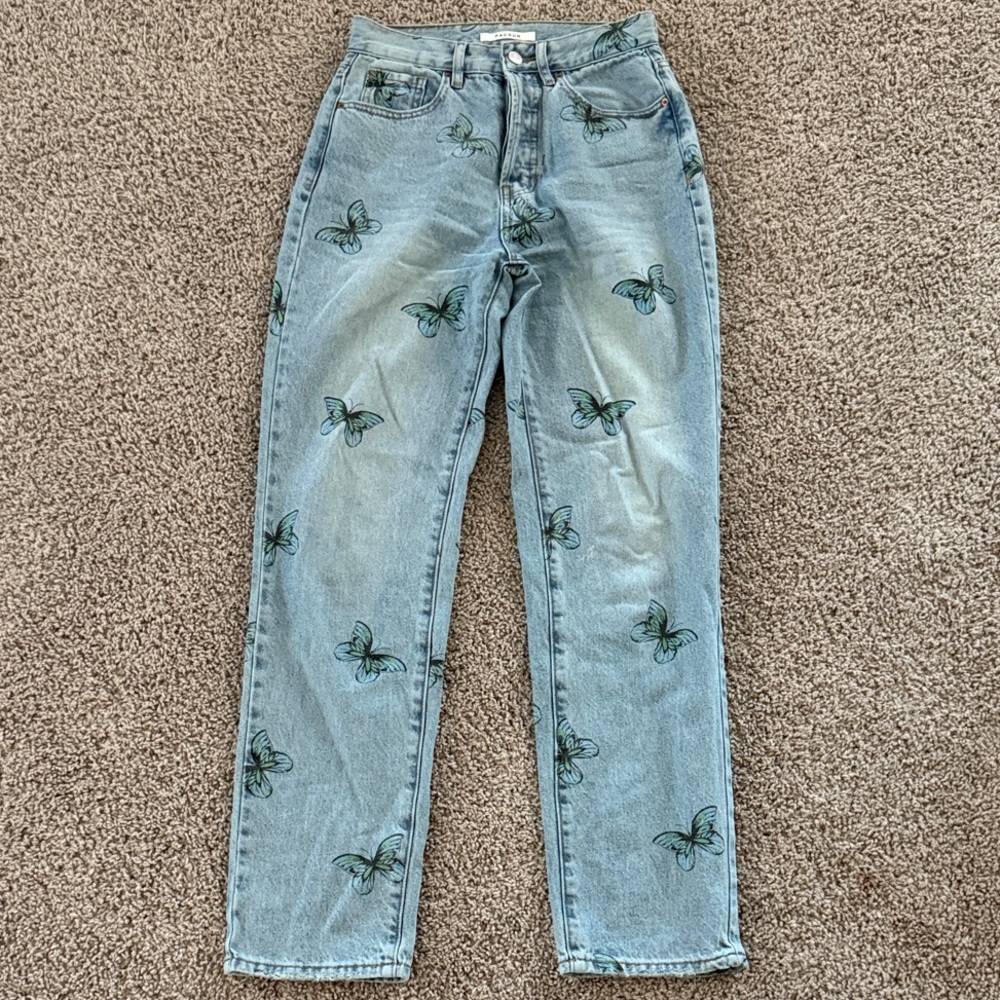 Women's PacSun Eco Butterfly Print Dad Jeans ✨🦋 🦋🦋